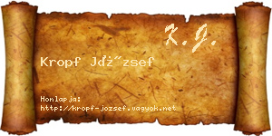Kropf József névjegykártya