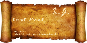 Kropf József névjegykártya